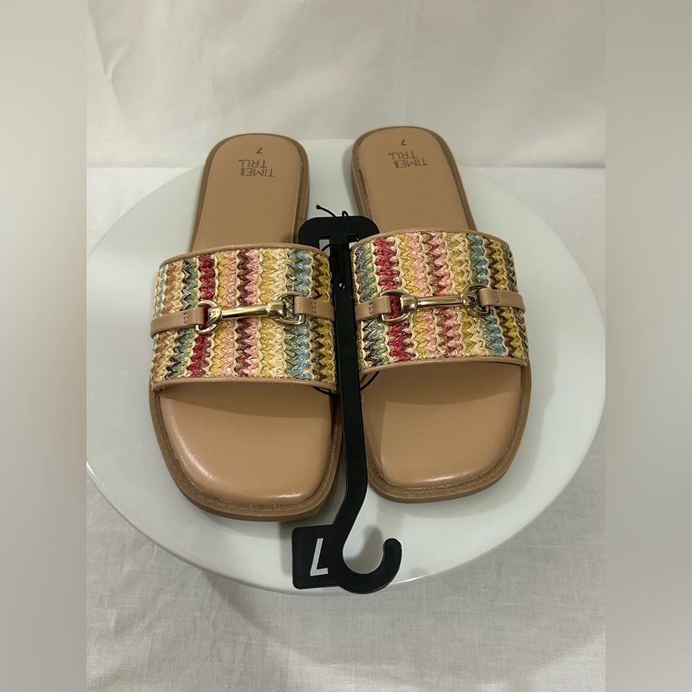 Time And Tru - Woven Multicolor Slides